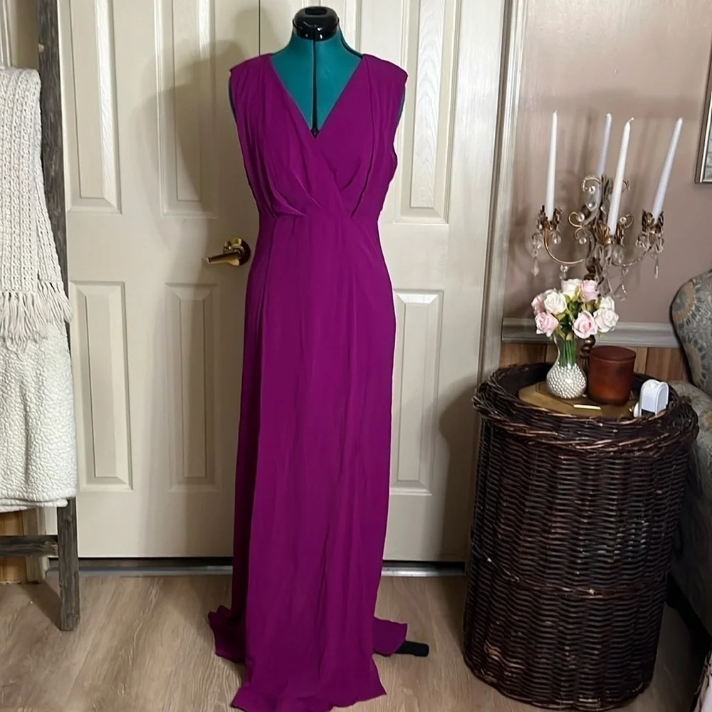 Filly Flair Fushia, Sleeveless, V-Neck, Long, Romantic Style Dress(165)